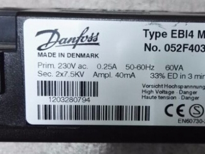 DANFOSS > 點(diǎn)火變壓器 > 雙極 > EBI0030